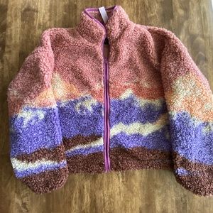 NWT Wild Fable Teddy Zippered Jacket Purple, Peach, and Brown